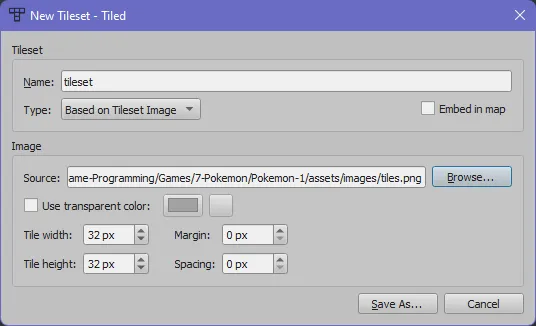 Tiled - New Tileset